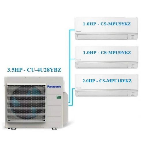 Combo Multi Panasonic Inverter 3.5 HP CU-3U27YBZ + 3 Dàn Lạnh 1 HP - 2 HP
