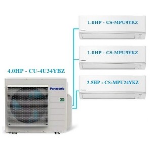 Combo Multi Panasonic Inverter 4 HP CU-4U34YBZ + 3 Dàn Lạnh 1 HP - 2.5 HP