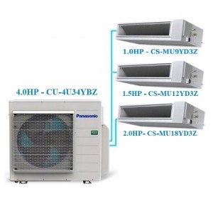 Combo Multi Panasonic Inverter 4 HP CU-4U34YBZ + 3 Dàn Lạnh Giấu Trần Nối Ống Gió 1 HP - 1.5 HP - 2 HP