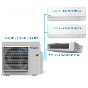 Combo Multi Panasonic Inverter 1 Dàn Nóng 4 HP + 3 Dàn Lạnh 1 HP - 2.5 HP