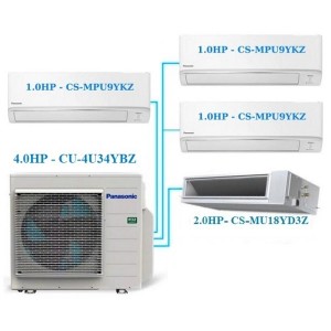 Combo Multi Panasonic Inverter 1 Dàn Nóng 4 HP + 4 Dàn Lạnh 1 HP - 2 HP